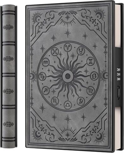 Diary with Built-in Password Lock – Soft Leather Journal for Men & Women, Personal Planner Organizer, Embossed Zodiac Horoscope, 220 Pages, 180° Lay-Flat Design, 100gsm Paper (5.9" x 8.5"), Teal in Kuwait
