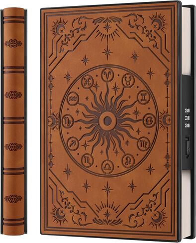 Diary with Built-in Password Lock – Soft Leather Journal for Men & Women, Personal Planner Organizer, Embossed Zodiac Horoscope, 220 Pages, 180° Lay-Flat Design, 100gsm Paper (5.9" x 8.5"), Teal in Kuwait