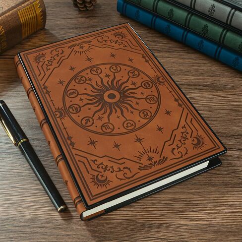Diary with Built-in Password Lock – Soft Leather Journal for Men & Women, Personal Planner Organizer, Embossed Zodiac Horoscope, 220 Pages, 180° Lay-Flat Design, 100gsm Paper (5.9" x 8.5"), Teal in Kuwait