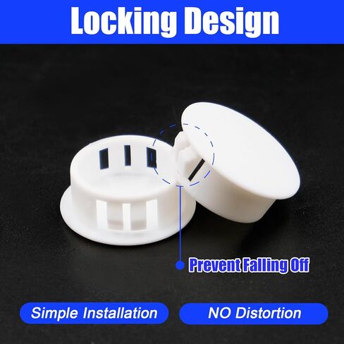 255PCS 8 Sizes White Plastic Hole Plugs, Round Drilling Hole Cover Plugs for Cabinet Shelves, Flush Type Panel Knockout Locking Plastic Plugs Insert End Caps (1/4" 5/16" 3/8" 1/2" 5/8" 3/4" 7/8" 1") in Kuwait