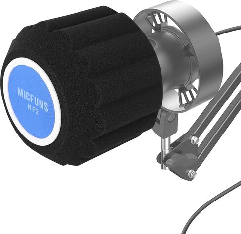 NF2 Microphone Windscreen Pop Filter,Side Cutout 45-60-mm Suspended Microphones SM7B, Sound Absorbing Foam Reducing Noise and Reflections (Black) in Saudi Arabia