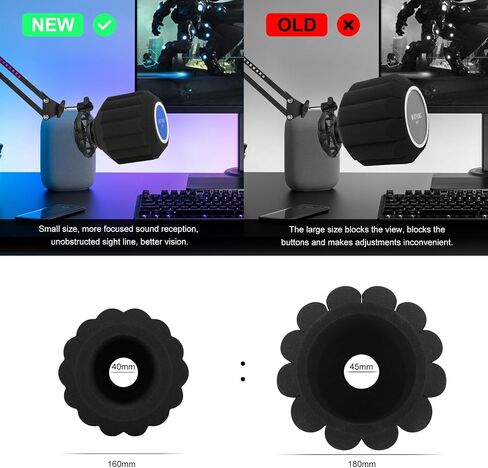 NF2 Microphone Windscreen Pop Filter,Side Cutout 45-60-mm Suspended Microphones SM7B, Sound Absorbing Foam Reducing Noise and Reflections (Black) in Saudi Arabia