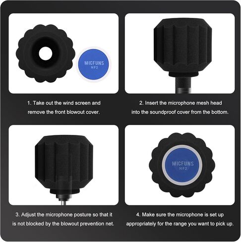 NF2 Microphone Windscreen Pop Filter,Side Cutout 45-60-mm Suspended Microphones SM7B, Sound Absorbing Foam Reducing Noise and Reflections (Black) in Saudi Arabia