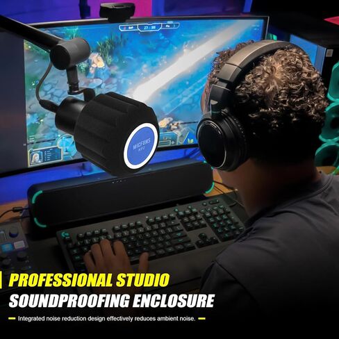 NF2 Microphone Windscreen Pop Filter,Side Cutout 45-60-mm Suspended Microphones SM7B, Sound Absorbing Foam Reducing Noise and Reflections (Black) in Saudi Arabia