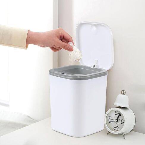 0.5 Gallon Mini Trash Can with Lid, Small Garbage Container Bin for Desktop, Tabletop, Coffee Table or Countertop (Black) in Saudi Arabia