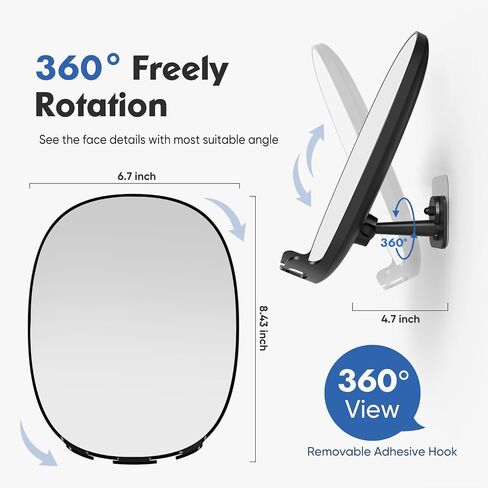 COSMIRROR Shower Mirror Fogless for Shaving with Multiple Razor Holders, No-Drilling Adjustable Fogless Mirror for Shower, Bathroom Anti-Fog Shaving Mirror Shatterproof & Waterproof for Men and Women in Saudi Arabia