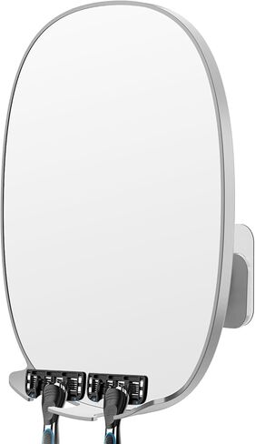 COSMIRROR Shower Mirror Fogless for Shaving with Multiple Razor Holders, No-Drilling Adjustable Fogless Mirror for Shower, Bathroom Anti-Fog Shaving Mirror Shatterproof & Waterproof for Men and Women in Saudi Arabia