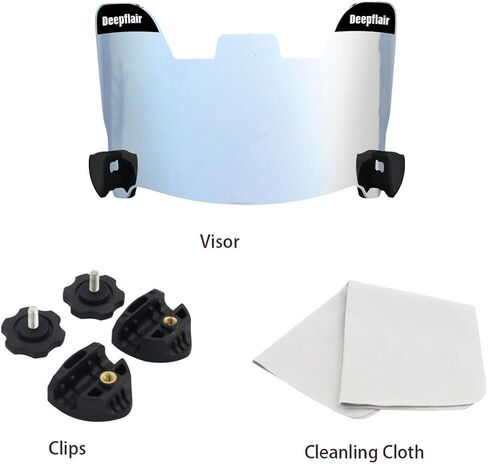 Football Visor Tinted Football Visor Clear Football Visor Eye Shield Visor with Football Visor Clips for Helmet Football Protection Gear(Silver) in Saudi Arabia