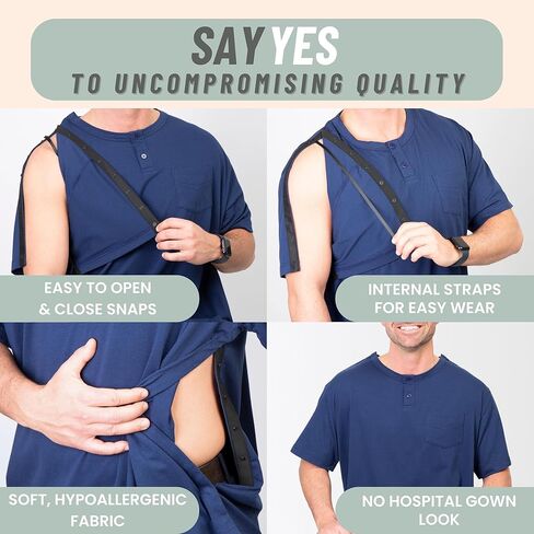 قمصان MOYOAMA بعد الجراحة للرجال - قمصان بعد جراحة الكتف، قمصان ما بعد جراحة الكتف للرجال، قميص الذراع المكسور in Kuwait