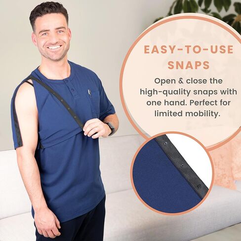 قمصان MOYOAMA بعد الجراحة للرجال - قمصان بعد جراحة الكتف، قمصان ما بعد جراحة الكتف للرجال، قميص الذراع المكسور in Kuwait