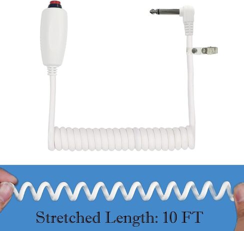 Replacement Nurse Call Cord, Red Button Momentary Call Cable for Nurse Station, 6.35mm Plug, 10 Feet (White) in Saudi Arabia