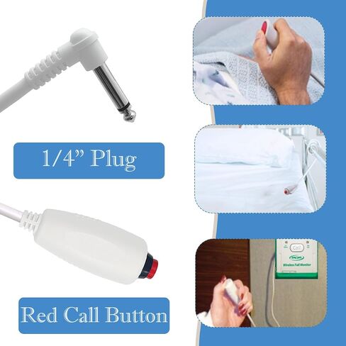 Replacement Nurse Call Cord, Red Button Momentary Call Cable for Nurse Station, 6.35mm Plug, 10 Feet (White) in Saudi Arabia