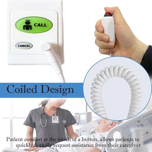 Replacement Nurse Call Cord, Red Button Momentary Call Cable for Nurse Station, 6.35mm Plug, 10 Feet (White) in Saudi Arabia