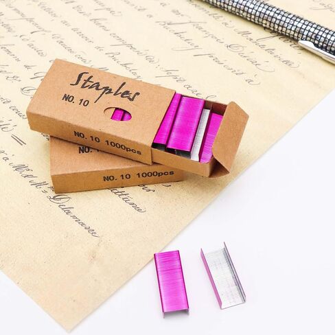 Rose Gold No.10 Mini Staples for Small Stapler, 2000pcs #10 Metal Staples Refill Metallic Color Staple for Desk Tiny Staplers School Office Supplies, 1000 Staples/Box (Rose Gold) in Kuwait