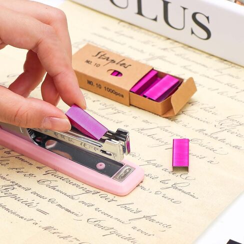 Rose Gold No.10 Mini Staples for Small Stapler, 2000pcs #10 Metal Staples Refill Metallic Color Staple for Desk Tiny Staplers School Office Supplies, 1000 Staples/Box (Rose Gold) in Kuwait