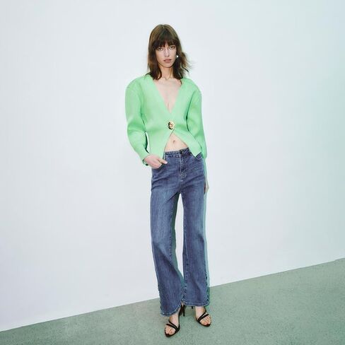 Women Knitted Cardigans Long Sleeve V-Neck Lightweight Sweater One Leaf Button Down Outwear in Kuwait