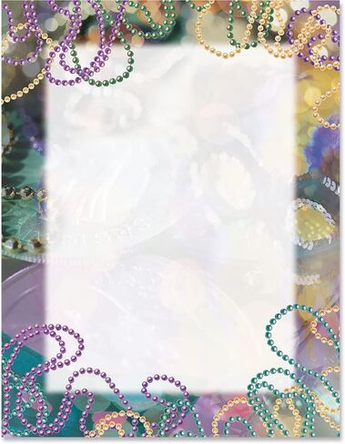 Paperdirect Mardi Gras Bourbon Street Spring Theme Paper Stationery, Border Paper, Letterhead 8.5 x 11, 25 sheets, Elegant Premium Writing Paper, Decorative Printer Paper in Kuwait