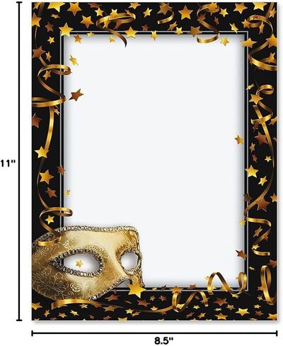 Paperdirect Mardi Gras Bourbon Street Spring Theme Paper Stationery, Border Paper, Letterhead 8.5 x 11, 25 sheets, Elegant Premium Writing Paper, Decorative Printer Paper in Kuwait