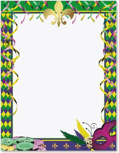 Paperdirect Mardi Gras Bourbon Street Spring Theme Paper Stationery, Border Paper, Letterhead 8.5 x 11, 25 sheets, Elegant Premium Writing Paper, Decorative Printer Paper in Kuwait