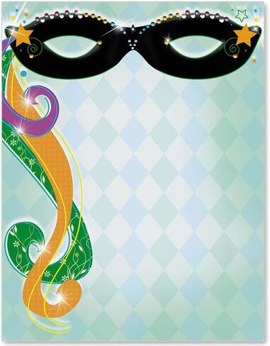 Paperdirect Mardi Gras Bourbon Street Spring Theme Paper Stationery, Border Paper, Letterhead 8.5 x 11, 25 sheets, Elegant Premium Writing Paper, Decorative Printer Paper in Kuwait