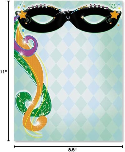 Paperdirect Mardi Gras Bourbon Street Spring Theme Paper Stationery, Border Paper, Letterhead 8.5 x 11, 25 sheets, Elegant Premium Writing Paper, Decorative Printer Paper in Kuwait