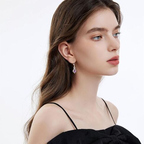 Inpasne Dangle Drop Earrings for Women 925 Sterling Silver Infinity Leverback Earrings with Birthstone Twisted Jewelry Gifts for Women Mom Her Wife Girlfriend Daughter in Kuwait