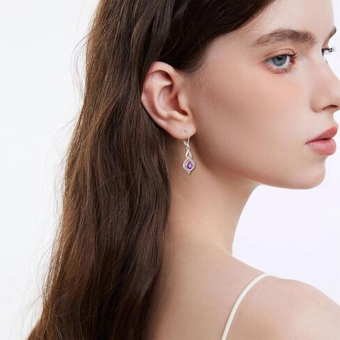Inpasne Dangle Drop Earrings for Women 925 Sterling Silver Infinity Leverback Earrings with Birthstone Twisted Jewelry Gifts for Women Mom Her Wife Girlfriend Daughter in Kuwait