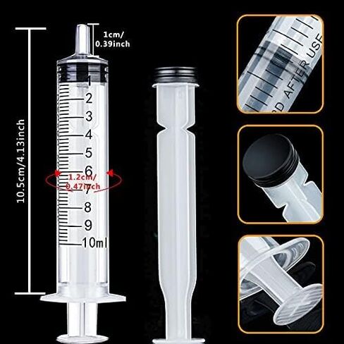 20PCS-10 ml Plastic Syringes, Individually Packge for Scientific Labs Experiment Refilling,Watering,Measuring,lip gloss injection in Saudi Arabia