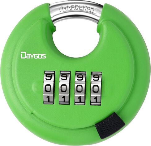 أقفال أقراص مجمعة من DAYGOS للاستخدام في الهواء الطلق - قفل رمز عالي التحمل مكون من 4 أرقام، قفل قرص كومبو لوحدة التخزين، البوابة، السياج، الممر (تكبل 3/8 بوصة، قطعة واحدة، أسود) in Kuwait