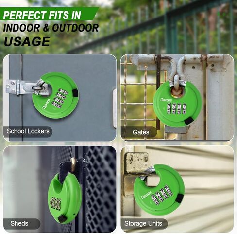 أقفال أقراص مجمعة من DAYGOS للاستخدام في الهواء الطلق - قفل رمز عالي التحمل مكون من 4 أرقام، قفل قرص كومبو لوحدة التخزين، البوابة، السياج، الممر (تكبل 3/8 بوصة، قطعة واحدة، أسود) in Kuwait