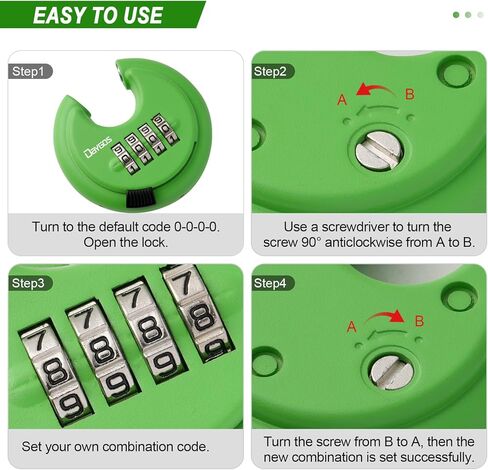 أقفال أقراص مجمعة من DAYGOS للاستخدام في الهواء الطلق - قفل رمز عالي التحمل مكون من 4 أرقام، قفل قرص كومبو لوحدة التخزين، البوابة، السياج، الممر (تكبل 3/8 بوصة، قطعة واحدة، أسود) in Kuwait