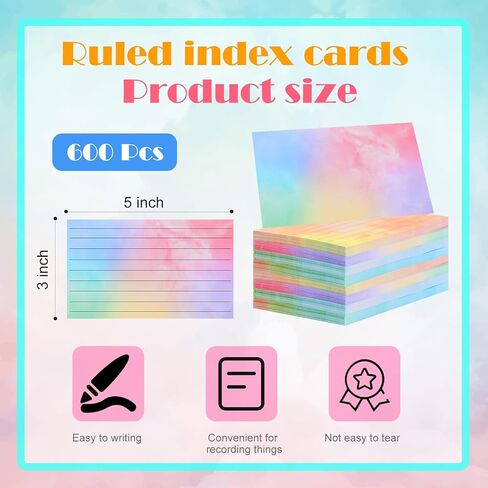 Colored Ruled Index Cards 3x5 Note Cards 120Gsm Watercolor Cards Stationery Paper With Lines Flash Cards For Studying Blank Writing Cards Colored Paper For School Office Learning Greeting (300) in Kuwait