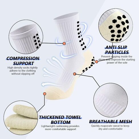 3 Pairs Mens Grip Soccer Socks, 3 Pairs Shin Sleeves with 1 Pack Shin Guards and 4 Shin Straps, Soccer Football Game Set 11 Pcs in Saudi Arabia