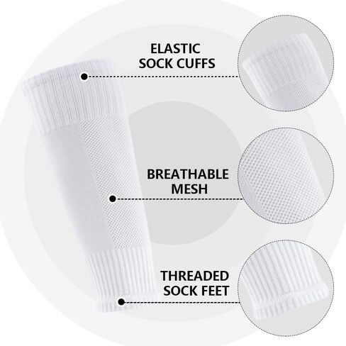 3 Pairs Mens Grip Soccer Socks, 3 Pairs Shin Sleeves with 1 Pack Shin Guards and 4 Shin Straps, Soccer Football Game Set 11 Pcs in Saudi Arabia