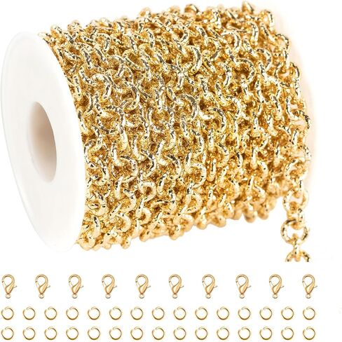 16.4 Feet Aluminum Jewelry Chain Roll Gold Plated Oval Paperclip Chain for Jewelry Making Hip Pop Rapper Necklace Choker DIY Jewelry Supplies Findings in Kuwait