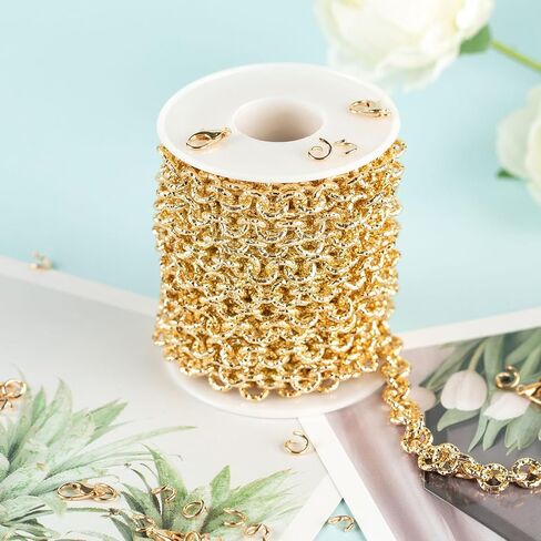 16.4 Feet Aluminum Jewelry Chain Roll Gold Plated Oval Paperclip Chain for Jewelry Making Hip Pop Rapper Necklace Choker DIY Jewelry Supplies Findings in Kuwait