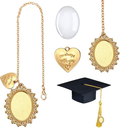 Sureio Class of 2025 College Gifts Custom Graduation Cap Tassel 2025 Oval Antique Photo Charm I Always with You Memorial Photo Charm for Cap in Memory for Graduation(2 Piece) in Kuwait
