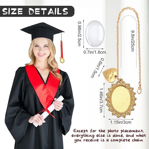 Sureio Class of 2025 College Gifts Custom Graduation Cap Tassel 2025 Oval Antique Photo Charm I Always with You Memorial Photo Charm for Cap in Memory for Graduation(2 Piece) in Kuwait