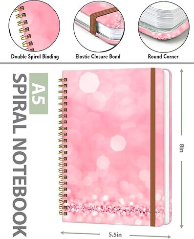 دفتر المجلات الحلزونية للنساء ، الكلية المقرمة A5 Hardcover A5 ، 120 صفحة ، ورقة سميكة ، مجلة مبطنة لطيفة للمدرسة ، المكتب والعمل ، 6 × 8.4 في (زهور الذهب القديمة) in Kuwait