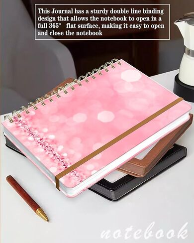 دفتر المجلات الحلزونية للنساء ، الكلية المقرمة A5 Hardcover A5 ، 120 صفحة ، ورقة سميكة ، مجلة مبطنة لطيفة للمدرسة ، المكتب والعمل ، 6 × 8.4 في (زهور الذهب القديمة) in Kuwait