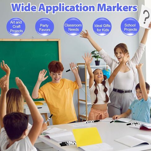 Janlaugh 144 Pcs Black Markers Bulk Washable Markers Set Broad Line Markers Broad Tip Classic Washable Markers for Kids, Teachers, Students, Party Favors, School Supplies, Donations in Kuwait