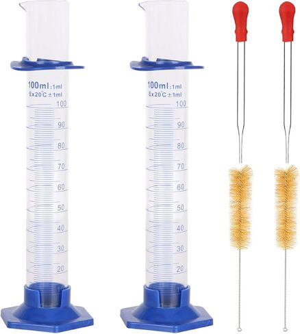 2Pcs Graduated Cylinder, Plastic Hexagonal Base and Protective Collars, Thick Glass Graduated Cylinder, Graduated Cylinders for Lab Measuring Liquid. (10ml) in Saudi Arabia