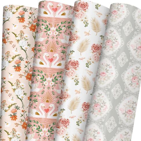 SaringSwoon Valentine's Day Wrapping Paper for Women Men - White Gift Wrap With Heart, Cat, Love and Cat Paw Design for Valentine's, Wedding, Bridal Shower and Mother's Day - 20×29 Inches, 8 Sheets in Kuwait