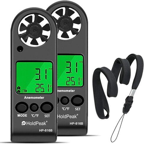 HOLDPEAK Handheld Anemometer Mini, Small Wind Speed Meter Gauge Air Flow Velocity Temperature Measuring Device for Outdoor Sailing Surfing Drone Flying Golf Shooting HVAC 816B in Saudi Arabia