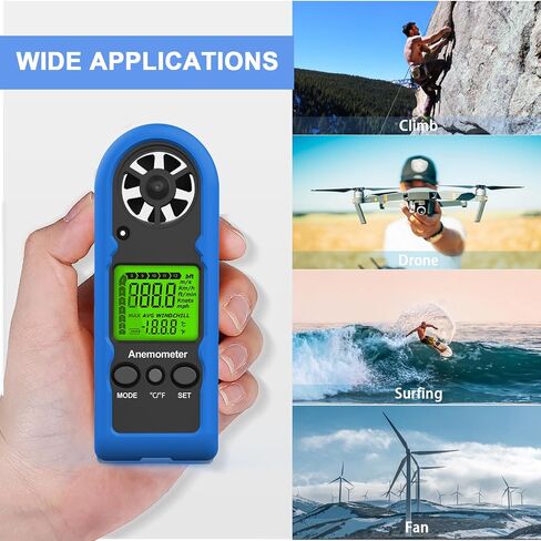 HOLDPEAK Handheld Anemometer Mini, Small Wind Speed Meter Gauge Air Flow Velocity Temperature Measuring Device for Outdoor Sailing Surfing Drone Flying Golf Shooting HVAC 816B in Saudi Arabia