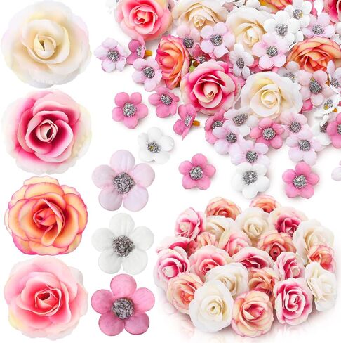 174 Pieces Fake Mini Flowers for Crafts Small Silk Artificial Fabric Flowers Bulk for Wedding Decor Party Wreath DIY, 2 cm 4 Cm, Colorful in Saudi Arabia
