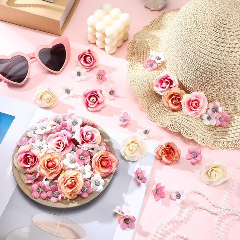174 Pieces Fake Mini Flowers for Crafts Small Silk Artificial Fabric Flowers Bulk for Wedding Decor Party Wreath DIY, 2 cm 4 Cm, Colorful in Saudi Arabia