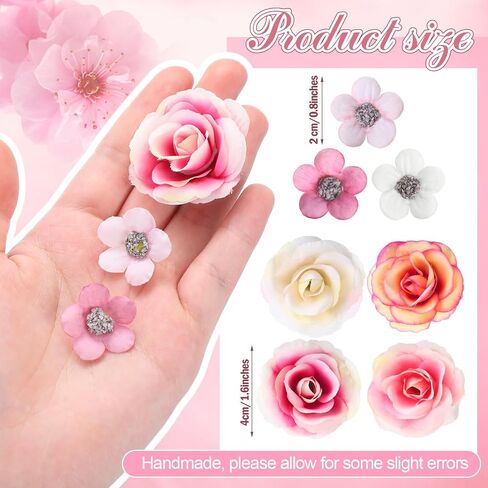 174 Pieces Fake Mini Flowers for Crafts Small Silk Artificial Fabric Flowers Bulk for Wedding Decor Party Wreath DIY, 2 cm 4 Cm, Colorful in Saudi Arabia