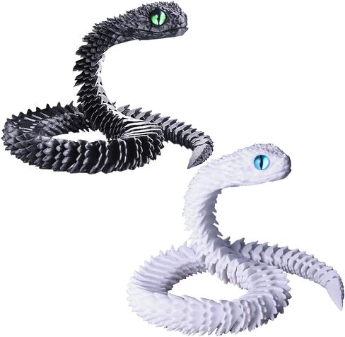 2PCS 18'' 3D Printed Snake,3D Printed Animals,Like Movable Snake Realistic Slithering Design (Gold and Blue Silver) in Kuwait