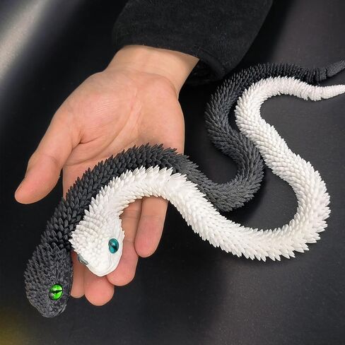 2PCS 18'' 3D Printed Snake,3D Printed Animals,Like Movable Snake Realistic Slithering Design (Gold and Blue Silver) in Kuwait